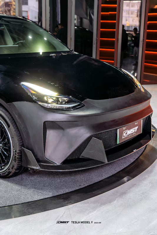 Tesla Model Y Performance AWD Long Range RWD Standard 2020 2021 2022 2023 2024 2025 with Aftermarket Parts - Front Bumper & Front Lip Carbon Fiber / FRP from CMST Tuning
