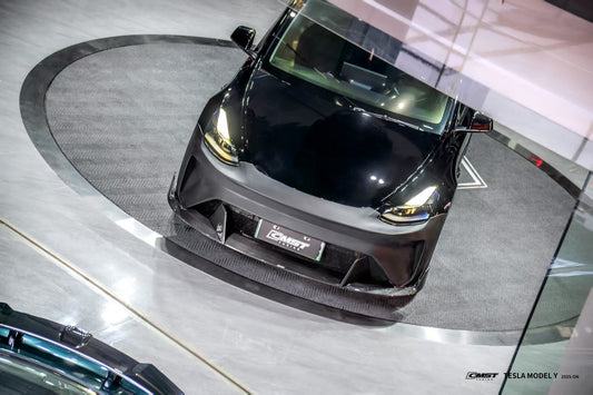 Tesla Model Y Performance AWD Long Range RWD Standard 2020 2021 2022 2023 2024 2025 with Aftermarket Parts - Front Bumper & Front Lip Carbon Fiber / FRP from CMST Tuning