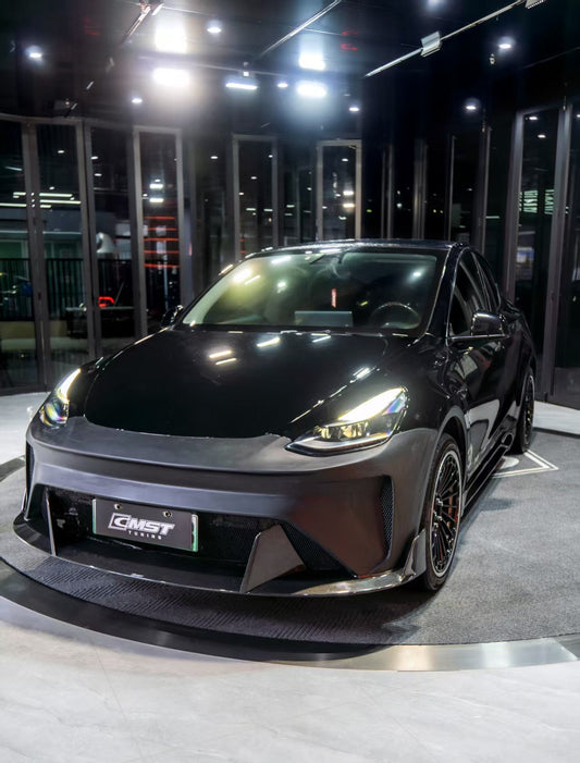 Tesla Model Y Performance AWD Long Range RWD Standard 2020 2021 2022 2023 2024 2025 with Aftermarket Parts - Front Bumper & Front Lip Carbon Fiber / FRP from CMST Tuning
