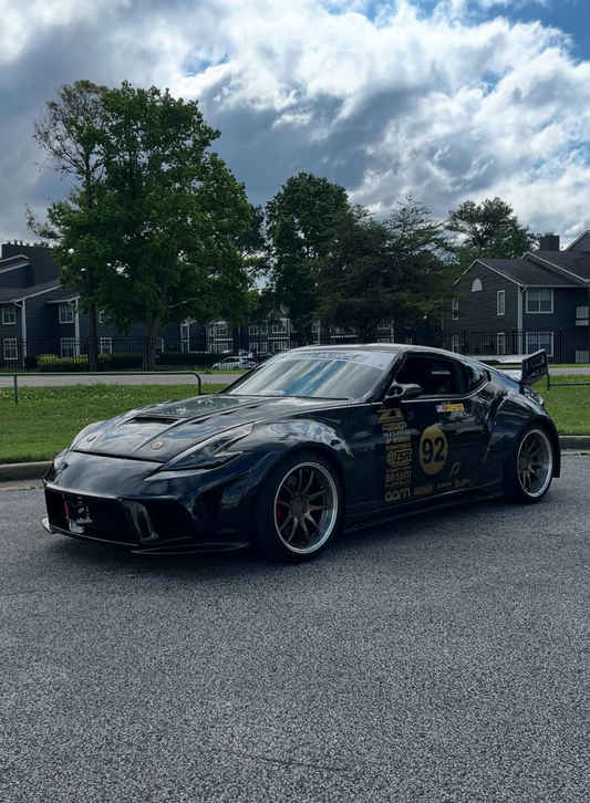 Nissan 370Z Nismo Sport Touring Base Fairlady Z Z34 2009 2010 2011 2012 2013 2014 2015 2016 2017 2018 2019 2020 with Aftermarket Parts - V1 Glass Clearview Hood Bonnet Carbon Fiber / FRP from CMST Tuning