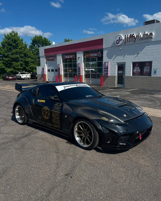 Nissan 370Z Nismo Sport Touring Base Fairlady Z Z34 2009 2010 2011 2012 2013 2014 2015 2016 2017 2018 2019 2020 with Aftermarket Parts - V1 Glass Clearview Hood Bonnet Carbon Fiber / FRP from CMST Tuning