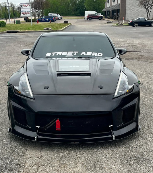 Nissan 370Z Nismo Sport Touring Base Fairlady Z Z34 2009 2010 2011 2012 2013 2014 2015 2016 2017 2018 2019 2020 with Aftermarket Parts - V1 Glass Clearview Hood Bonnet Carbon Fiber / FRP from CMST Tuning