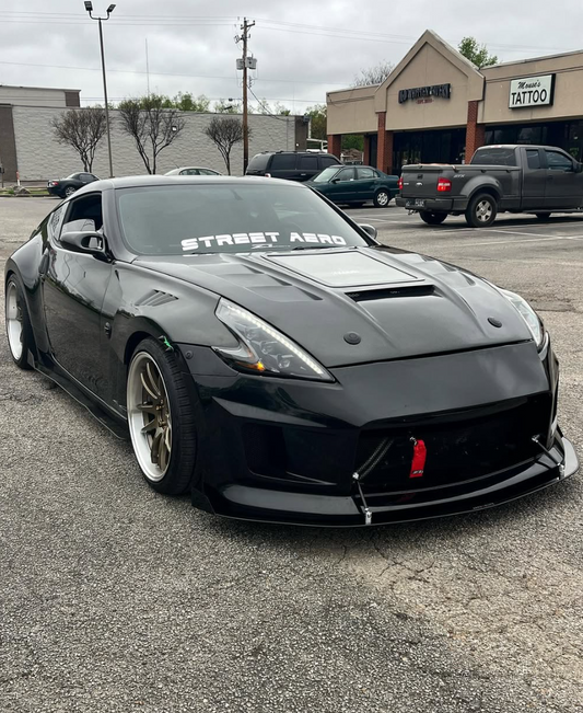 Nissan 370Z Nismo Sport Touring Base Fairlady Z Z34 2009 2010 2011 2012 2013 2014 2015 2016 2017 2018 2019 2020 with Aftermarket Parts - V1 Glass Clearview Hood Bonnet Carbon Fiber / FRP from CMST Tuning