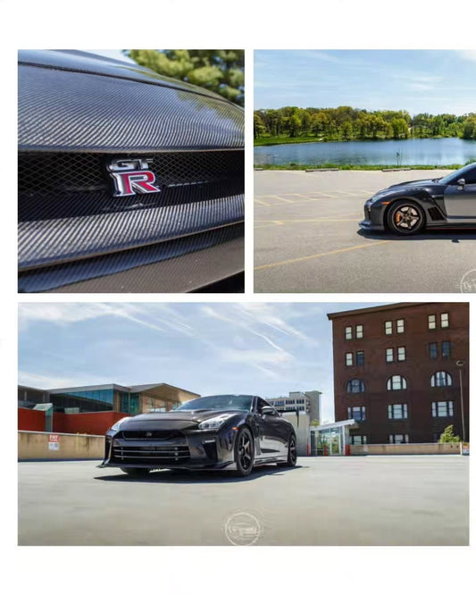 Nissan GTR Nismo Black Track Premium Base 2008 2009 2010 2011 2012 2013 2014 2015 2016 (for installation on 2017-2024 vehicles, 2008-2016 hood is recommended) & 2017 2018 2019 2020 2021 2022 2023 2024 (for installation on 2008-2016 vehicles, 2017-2024 hood is recommended) with Aftermarket Parts - TS Front Bumper & Lip (DRL included) Carbon Fiber / FRP from CMST Tuning