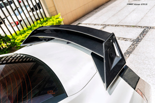 Nissan GTR R35 CBA DBA EBA 2008 2009 2010 2011 2012 2013 2014 2015 2016 2017 2018 2019 2020 2021 2022 2023 2024 with Aftermarket Parts - HORIZON Rear Spoiler Carbon Fiber / FRP from CMST Tuning