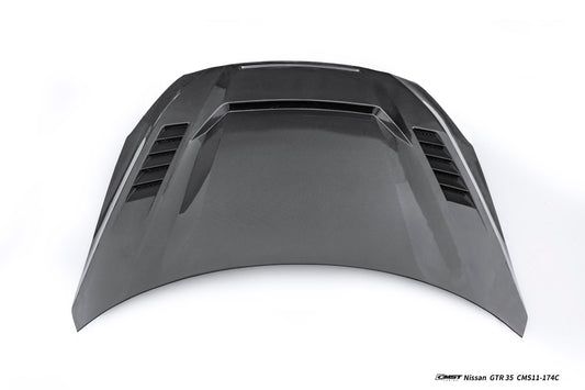 Nissan GTR R35 CBA DBA EBA 2008 2009 2010 2011 2012 2013 2014 2015 2016 2017 2018 2019 2020 2021 2022 2023 2024(for installation on 2017-2024 vehicles, 2008-2016 bumper is recommended) with Aftermarket Parts - V5 Hood Carbon Fiber / FRP from CMST Tuning