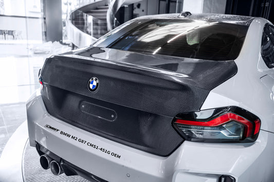 BMW M2CS M2 G87 2023-ON & 2 Series M240i 230i G42 2022-ON with Aftermarket Parts - OEM V1 Style Rear Trunk Dry Pre-preg Carbon Fiber / FRP from CMST Tuning