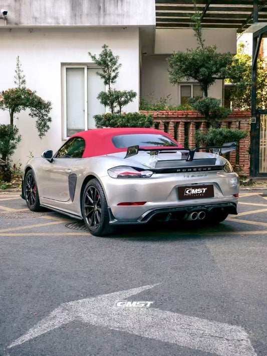 Porsche 718 Cayman Boxster Base S T GTS 2017-ON with Aftermarket Parts - V1 Style Rear Diffuser Carbon Fiber / FRP from CMST Tuning