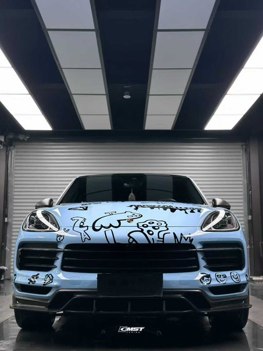 Porsche Cayenne 9Y0 9Y0.1 Base/S 2019-2023 & Cayenne 9Y3 9Y3.1 Base/S 2019-2023 (fitment not suitable for bumpers with sport design package) with Aftermarket Parts - Carbon Fiber & FRP Front Lip from CMST Tuning