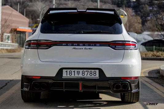 Porsche Macan 95B.1 Base/S/GTS/Sport Edition/Turbo 2016 2017 2018 & Macan 95B.2 Base/S/GTS/Turbo 2019 2020 2021 with Aftermarket Parts - Rear Roof Spoiler Carbon Fiber / FRP from CMST Tuning
