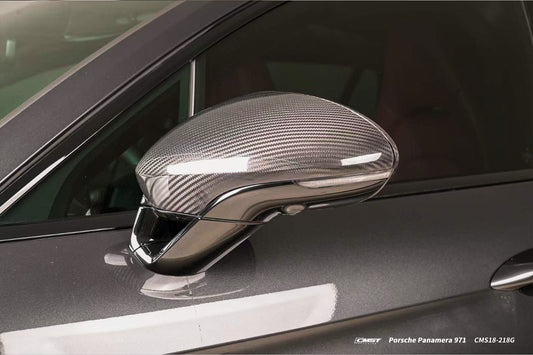 Porsche Panamera 4 & 4S & Turbo 971.1 971.2 (fits both pre-facelift & facelift, Left Hand Drive Only) 2017 2018 2019 2020 2021 2022 2023 with Aftermarket Parts - Replacement Mirror Caps Pre-preg Carbon Fiber from CMST Tuning