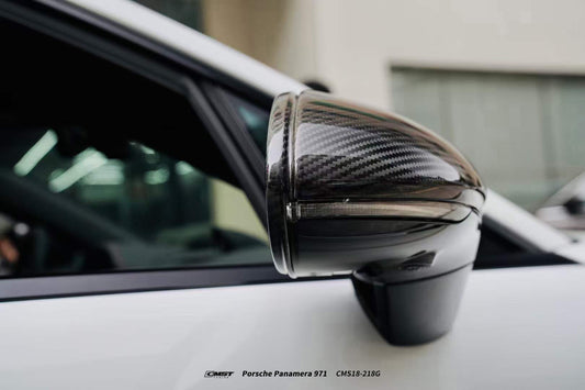 Porsche Panamera 4 & 4S & Turbo 971.1 971.2 (fits both pre-facelift & facelift, Left Hand Drive Only) 2017 2018 2019 2020 2021 2022 2023 with Aftermarket Parts - Replacement Mirror Caps Pre-preg Carbon Fiber from CMST Tuning