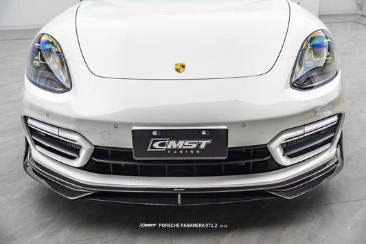 Porsche Panamera 971.2 Turbo/Turbo S 2021 2022 2023 (not all Turbo S has the same bumper, please make sure you have the same bumper as pictured) with Aftermarket Parts - Front Lip Splitter Pre-preg Carbon Fiber / FRP from CMST Tuning
