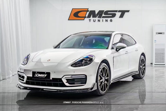 Porsche Panamera 971.2 Turbo/Turbo S 2021 2022 2023 (not all Turbo S has the same bumper, please make sure you have the same bumper as pictured) with Aftermarket Parts - Front Lip Splitter Pre-preg Carbon Fiber / FRP from CMST Tuning
