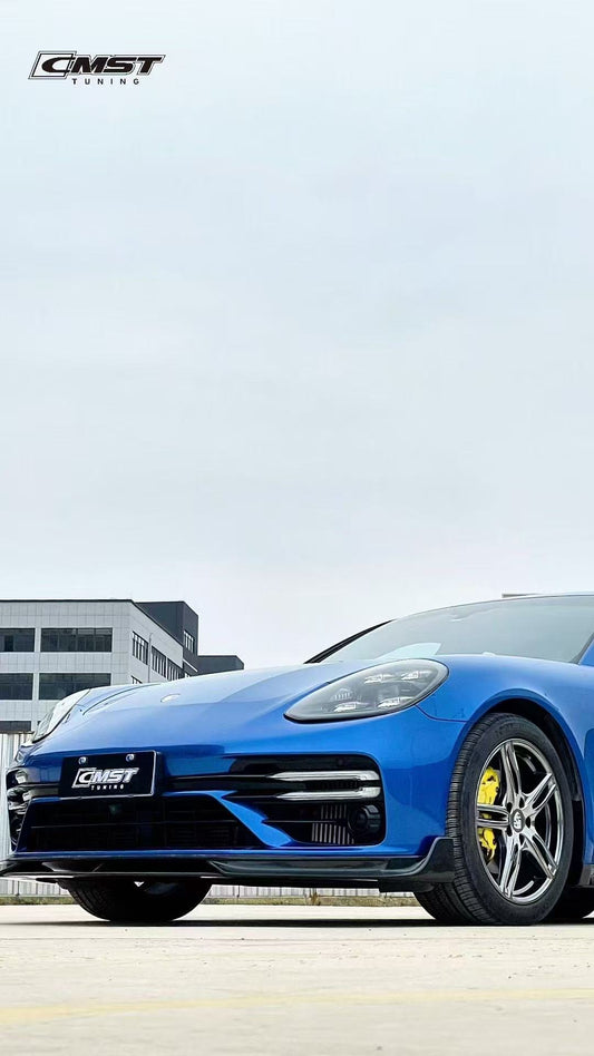 Porsche Panamera 971.2 Turbo/Turbo S 2021 2022 2023 (not all Turbo S has the same bumper, please make sure you have the same bumper as pictured) with Aftermarket Parts - Front Lip Splitter Pre-preg Carbon Fiber / FRP from CMST Tuning