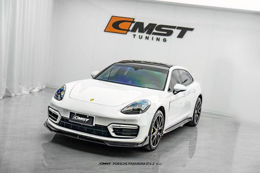 Porsche Panamera 971.2 Turbo/Turbo S 2021 2022 2023 (not all Turbo S has the same bumper, please make sure you have the same bumper as pictured) with Aftermarket Parts - Front Lip Splitter Pre-preg Carbon Fiber / FRP from CMST Tuning