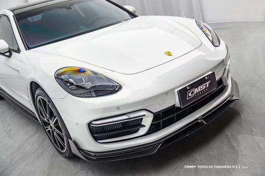 Porsche Panamera 971.2 Turbo/Turbo S 2021 2022 2023 (not all Turbo S has the same bumper, please make sure you have the same bumper as pictured) with Aftermarket Parts - Front Lip Splitter Pre-preg Carbon Fiber / FRP from CMST Tuning
