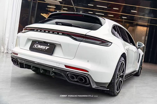 Porsche Panamera 971 971.1 RWD/Base/4/4S/GTS/Turbo/Turbo S 2017 2018 2019 2020 & Panamera 971 971.2 RWD/Base/4/4S/GTS/Turbo/Turbo S 2021 2022 2023 with Aftermarket Parts - V1 Rear Diffuser Pre-preg Carbon Fiber / Vacuumed Carbon Fiber / FRP from CMST Tuning