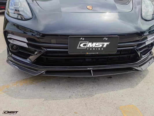 Porsche Panamera 971 971.1 RWD/Base/4/4S/GTS/Turbo/Turbo S 2017 2018 2019 2020 & Panamera 971 971.2 RWD/Base/4/4S/GTS/Turbo/Turbo S 2021 2022 2023 with Aftermarket Parts - Front Lip Splitter Pre-preg Carbon Fiber / FRP from CMST Tuning