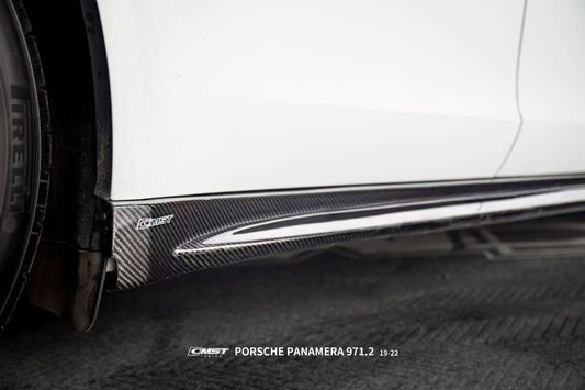 Porsche Panamera 971 971.1 RWD/Base/4/4S/GTS/Turbo/Turbo S 2017-2020 & Panamera 971 971.2 RWD/Base/4/4S/GTS/Turbo/Turbo S 2021-2023 with Aftermarket Parts - V2 Style Pre-preg Carbon & FRP Side Skirts from CMST Tuning