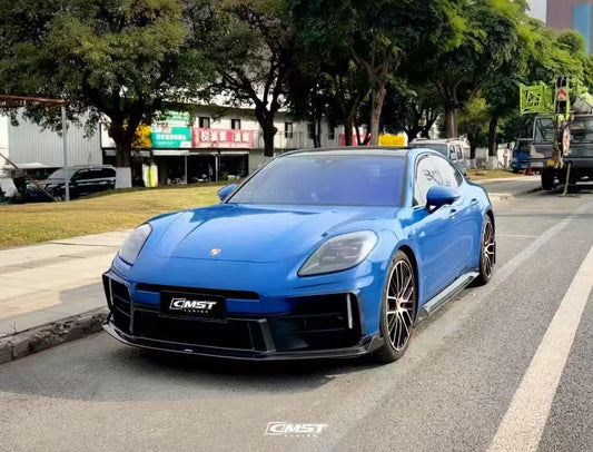 Porsche Panamera 976 Base 4 4S E-Hybird 2024 with Aftermarket Parts - Front Canards Pre-preg Carbon Fiber / FRP from CMST Tuning