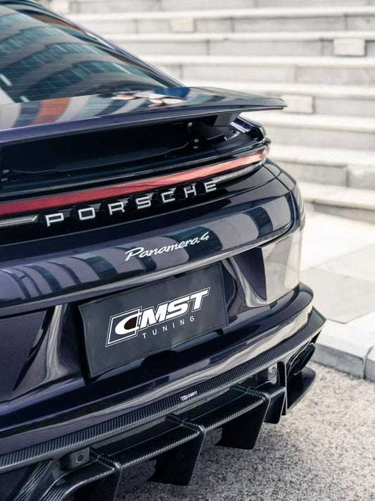 Porsche Panamera 976 Base 4 4S E-Hybird GTS Turbo 2024 with Aftermarket Parts - Rear Diffuser & Canards Pre-preg Carbon Fiber / FRP from CMST Tuning