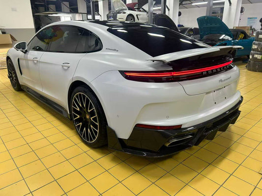 Porsche Panamera 976 Base 4 4S E-Hybird GTS Turbo 2024 with Aftermarket Parts - Rear Diffuser & Canards Pre-preg Carbon Fiber / FRP from CMST Tuning