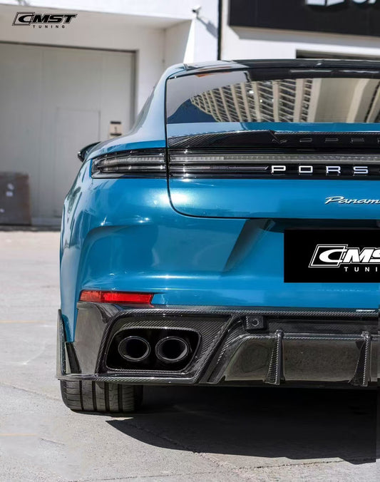 Porsche Panamera 976 Base 4 4S E-Hybird GTS Turbo 2024 with Aftermarket Parts - Rear Diffuser & Canards Pre-preg Carbon Fiber/FRP from CMST Tuning