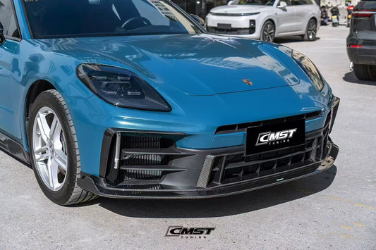 Porsche Panamera 976 Base 4 4S E-Hybird 2024 with Aftermarket Parts - Front Canards Pre-preg Carbon Fiber/FRP from CMST Tuning