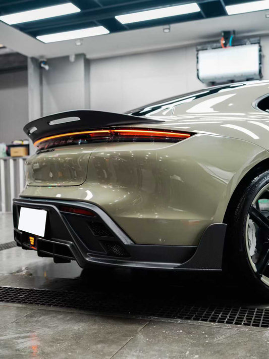 Porsche Taycan 9J1 Sedan/Cross Turismo RWD/4S/GTS/Turbo/Turbo S 2020-ON with Aftermarket Parts - Rear Diffuser & Canards Carbon Fiber / FRP from CMST Tuning