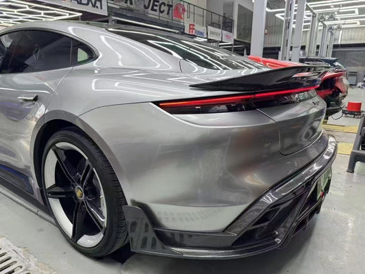 Porsche Taycan 9J1 Sedan RWD/4S/GTS/Turbo/Turbo S 2020-ON with Aftermarket Parts - Vacuumed Carbon & FPR Rear Spoiler from CMST Tuning