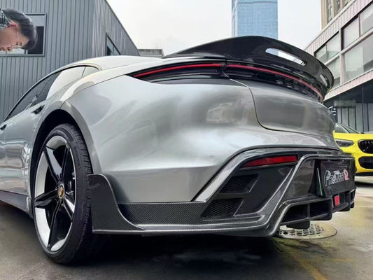Porsche Taycan 9J1 Sedan RWD/4S/GTS/Turbo/Turbo S 2020-ON with Aftermarket Parts - Vacuumed Carbon & FPR Rear Spoiler from CMST Tuning