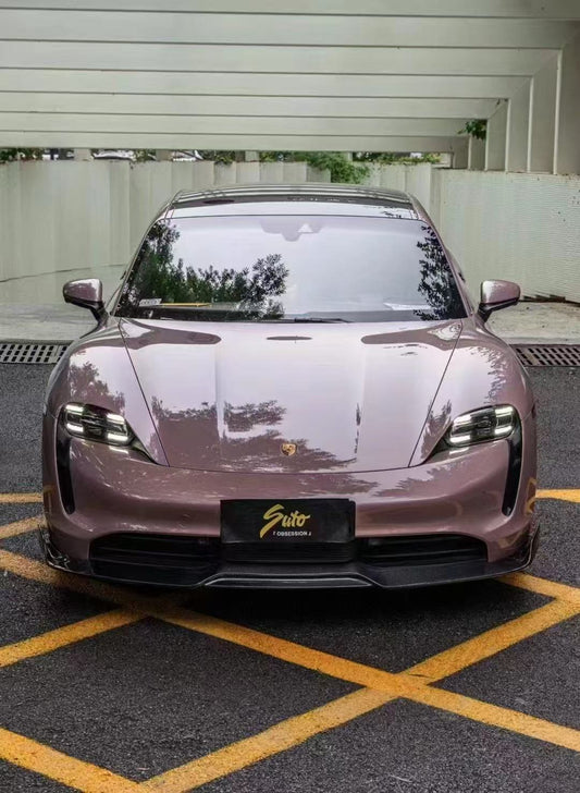 Porsche Taycan 9J1 Sedan/Cross Turismo RWD/4S/GTS/Turbo/Turbo S 2020-2024
(RWD/4S/GTS trims will require Sport Design Package) with Aftermarket Parts - Carbon Fiber & FPR Front Lip from CMST Tuning