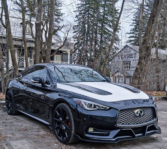 Infiniti Q60 Red Sport 400 Premium Luxe Sport Pure 2017 2018 2019 2020 2021 2022 with Aftermarket Parts - Project Black S Concept Hood Bonnet Carbon Fiber / FRP from CMST Tuning