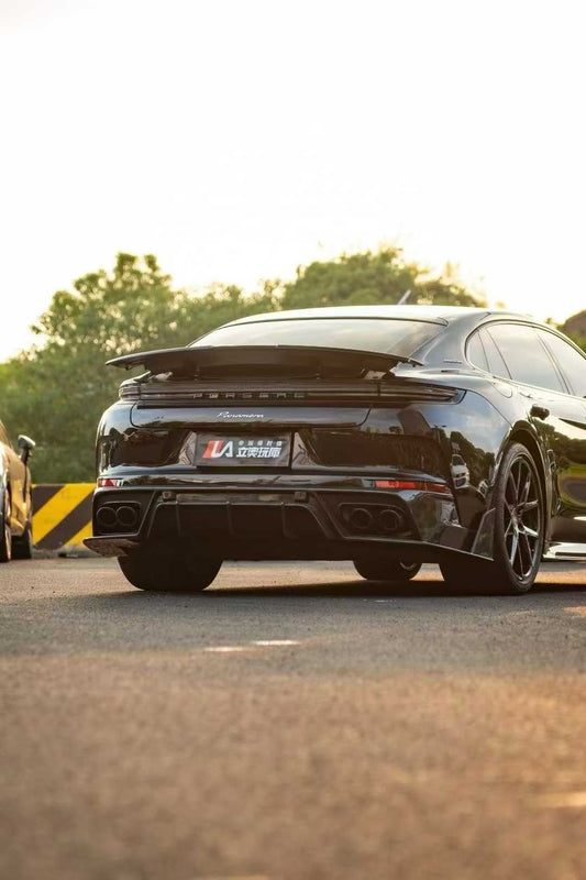 Porsche Panamera 976 Base 4 4S E-Hybird GTS Turbo 2024 with Aftermarket Parts - Rear Diffuser & Canards Pre-preg Carbon Fiber / FRP from CMST Tuning