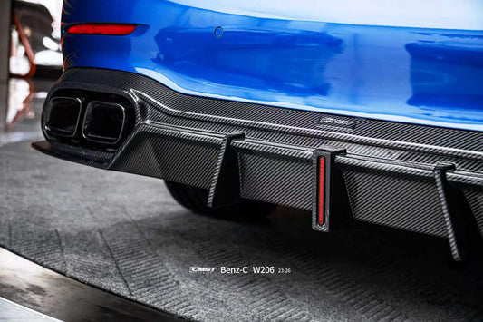 Mercedes Benz C-Class C63 C43 AMG C300 (with sport-package bumper) W206 S206 2021-ON with Aftermarket Parts - Rear Diffuser & Exhaust Carbon Fiber / FRP from CMST Tuning