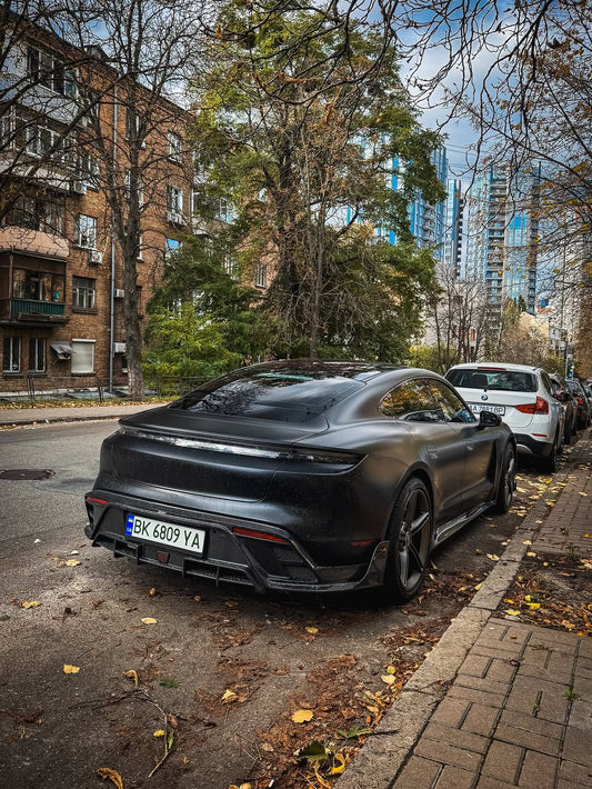 Porsche Taycan 9J1 Sedan/Cross Turismo RWD/4S/GTS/Turbo/Turbo S 2020-ON with Aftermarket Parts - Rear Diffuser & Canards Carbon Fiber / FRP from CMST Tuning