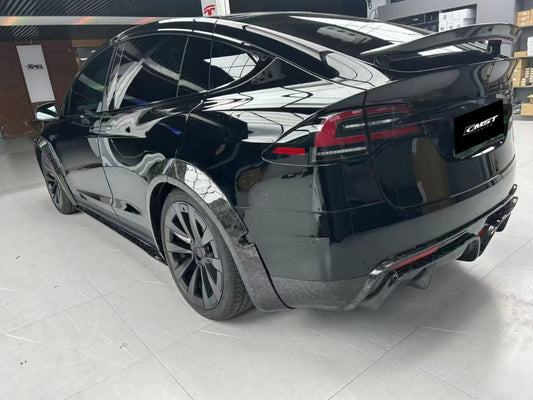 Tesla Model X P100D 100D 90D 75D 60D Performance Long Range Base 2016-2021 with Aftermarket Parts - Rear Diffuser Carbon Fiber / FRP from CMST Tuning