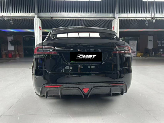 Tesla Model X P100D 100D 90D 75D 60D Performance Long Range Base 2016-2021 with Aftermarket Parts - Rear Diffuser Carbon Fiber / FRP from CMST Tuning