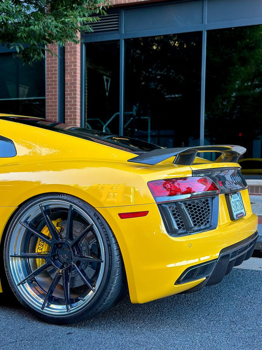 Audi R8 Gen 2 2017 2018 with Aftermarket Parts - V Style Rear Spoiler Carbon Fiber from CMST Tuning