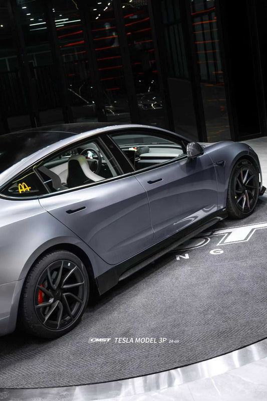 Tesla Model 3 Highland / Performance 2024-ON with Aftermarket Parts - V1 Style Side Skirts Carbon Fiber from CMST Tuning