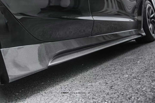 Tesla Model 3 Highland / Performance 2024-ON with Aftermarket Parts - V1 Style Side Skirts Carbon Fiber from CMST Tuning