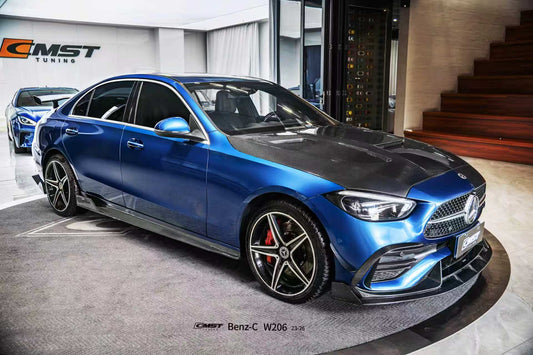 Mercedes Benz C-Class C63 C43 AMG C300 (with sport-package bumper) W206 S206 2021-ON with Aftermarket Parts - Side Skirts Carbon Fiber / FRP from CMST Tuning