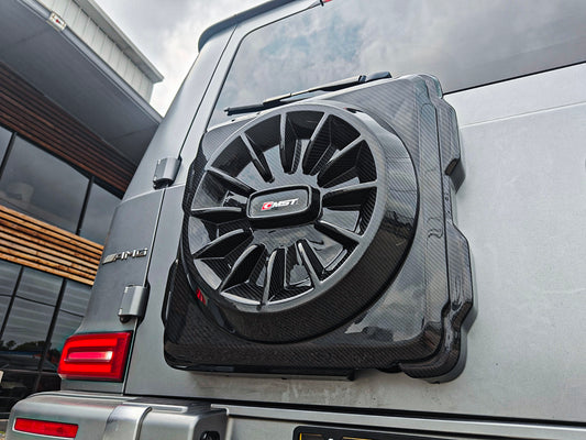 Mercedes Benz G-Class G63 AMG G550 W463A W464 2019 2020 2021 2022 2023 2024 with Aftermarket Parts - Spare Tire Cover Carbon Fiber / FRP from CMST Tuning