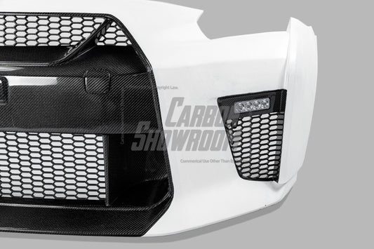 Nissan GTR Nismo Black Edition Track Eidtion Premium Base 2008-2016 (for installation on 2017-2024 vehicles, 2008-2016 hood is recommended) with Aftermarket Parts - Stage 1 Style Front Bumper & Lip (Undertray & DRL included) Carbon Fiber / FRP from CMST Tuning