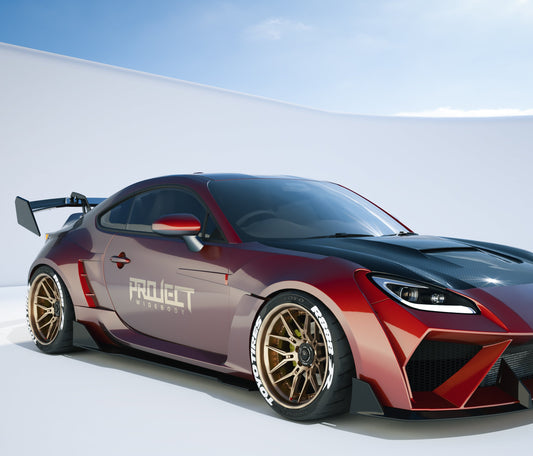 Subaru BRZ ZD8 2022-ON & Toyota GR86 ZN8 2022-ON with Aftermarket Parts - PROJECT WIDEBODY Front Fender Flares and Door Garnish Carbon Fiber / FRP from CMST Tuning