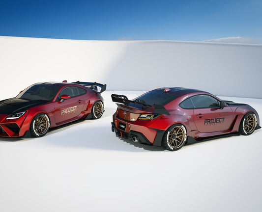 Subaru BRZ ZD8 2022-ON & Toyota GR86 ZN8 2022-ON with Aftermarket Parts - PROJECT WIDEBODY Front Fender Flares and Door Garnish Carbon Fiber / FRP from CMST Tuning