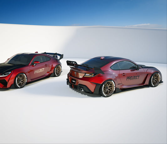 Subaru BRZ ZD8 2022-ON & Toyota GR86 ZN8 2022-ON with Aftermarket Parts - PROJECT WIDEBODY Rear Quarter Panel Flares Carbon Fiber / FRP from CMST Tuning