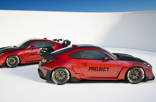 Subaru BRZ ZD8 2022-ON & Toyota GR86 ZN8 2022-ON with Aftermarket Parts - PROJECT WIDEBODY Upper & Lower Side Skirts Extensions Carbon Fiber / FRP from CMST Tuning