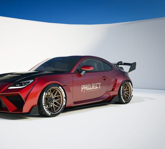 Subaru BRZ ZD8 2022-ON & Toyota GR86 ZN8 2022-ON with Aftermarket Parts - PROJECT WIDEBODY Front Fender Flares and Door Garnish Carbon Fiber / FRP from CMST Tuning